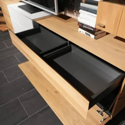 Wohnwand Media Design 580004-352 Asteiche Hell Massiv Lichtgrau Braun