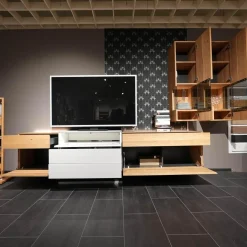 Wohnwand Media Design 580004-352 Asteiche Hell Massiv Lichtgrau Braun