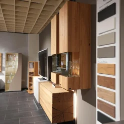 Wohnwand Media Design 580004-352 Asteiche Hell Massiv Lichtgrau Braun