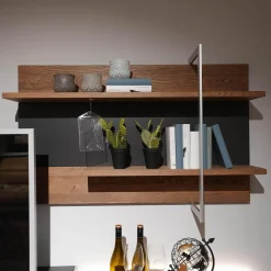 Wohnwand Media Design 5800001-343 Raucheiche Massiv Lackfarbton Schiefer Schwarz