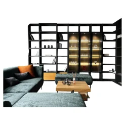 Wohnwand Mega-Design Schichtplatten Mit Oberflächenlackbeschichtung Grey Grau