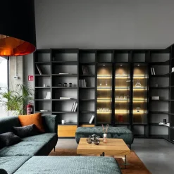 Wohnwand Mega-Design Schichtplatten Mit Oberflächenlackbeschichtung Grey Grau