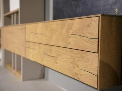 Wohnwand Mileto Asteiche Glas Lichtgrau