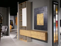 Wohnwand Mileto Asteiche Glas Lichtgrau