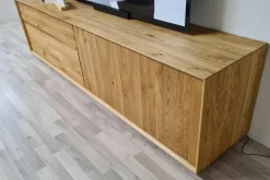 Wohnwand Missoula Eiche Massiv Geölt mit LED-Beleuchtung