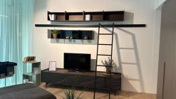 Wohnwand Mit Sideboard Cabaret Front Schwarz Korpus Eiche Element Domino Glas Schwarz Element Domino Eiche