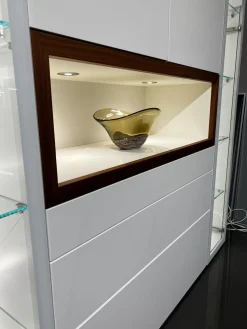 Wohnwand Neo Kernnussbaum Und Lack Reinweiss Mit Hinterlackiertem Glas Inklusive Beleuchtung