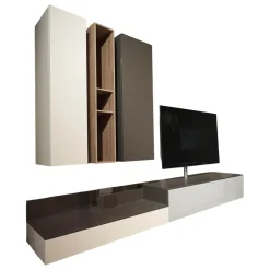 Wohnwand Next Lack Snow Weiß Silver Silber Und Granit Grau Holz Natural Oak Mit Soundsystem Ohne Fernseher