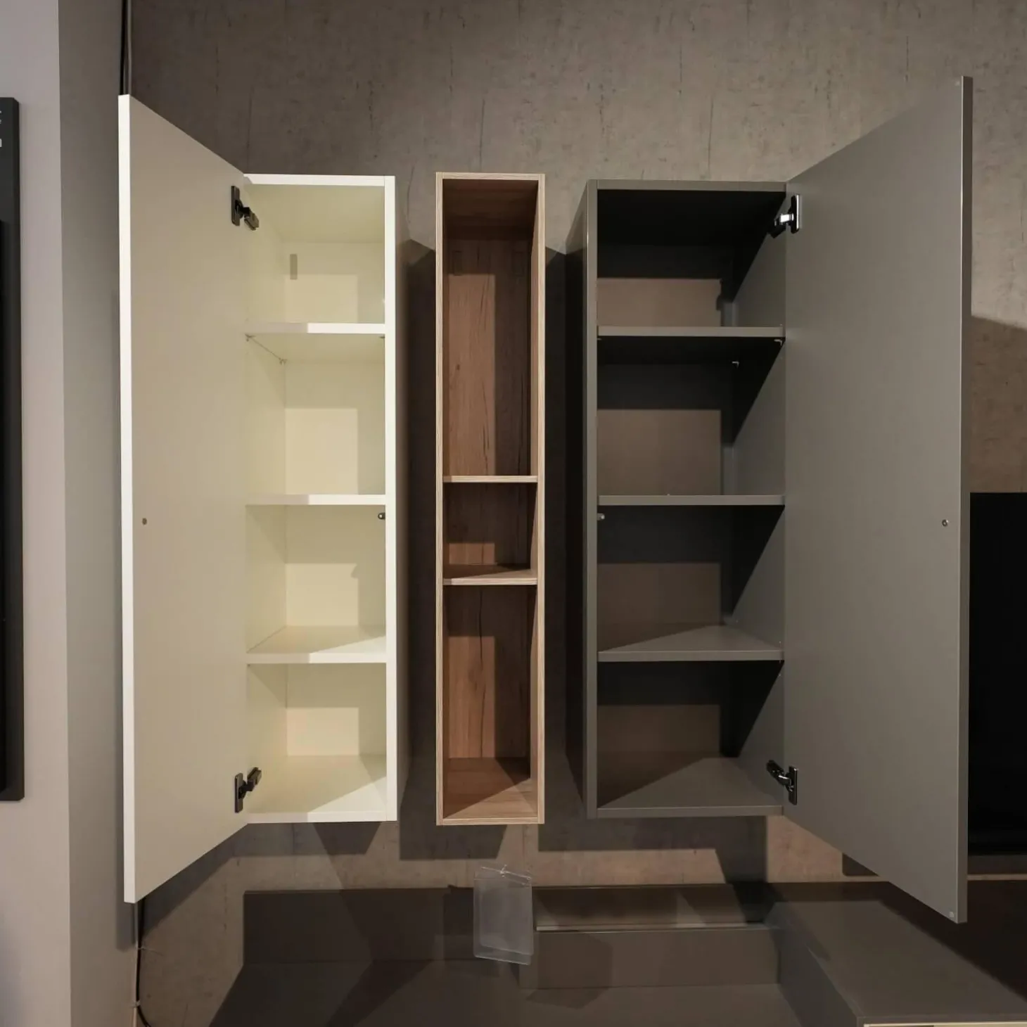 Wohnwand Next Lack Snow Weiß Silver Silber Und Granit Grau Holz Natural Oak Mit Soundsystem Ohne Fernseher