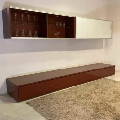 Wohnwand Novora Holz Lack RAL 3009 Weiß Oxidrot