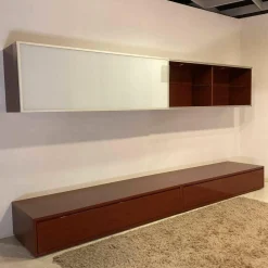 Wohnwand Novora Holz Lack RAL 3009 Weiß Oxidrot