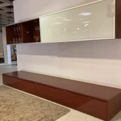 Wohnwand Novora Holz Lack RAL 3009 Weiß Oxidrot