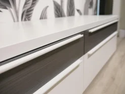 Wohnwand Now Touch 9801141 Lack Supermatt Reinweiß Akzent Samteiche Grau