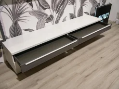 Wohnwand Now Touch 9801141 Lack Supermatt Reinweiß Akzent Samteiche Grau