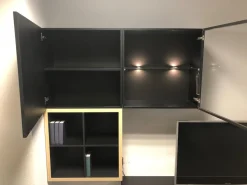 Wohnwand Now Touch Super Matt Schwarz Akzente Samteiche Natur Metallgriffe Schwarz