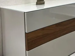 Wohnwand Now Vision C18 Lack Seidengrau Hochglanz Akzent Kernnussbaum Inklusive Couchtisch