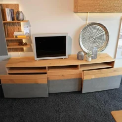 Wohnwand Opus Wildeiche Akzent Beton