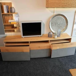 Wohnwand Opus Wildeiche Akzent Beton