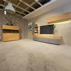 Wohnwand Opus Wildeiche Rustiko Akzent Beton Inklusive Highboard Und Sideboard