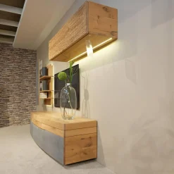 Wohnwand Opus Wildeiche Rustiko Akzent Beton Inklusive Highboard Und Sideboard