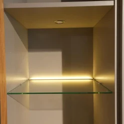 Wohnwand Piana Lack Seidenmatt Fango Grau Balkeneiche Honig Inklusive LED Beleuchtung