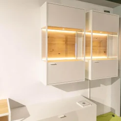 Wohnwand Plan X6 Lack Kristallweiß Matt Weiß Wildeiche Hell Soft Gebürstet Geölt Inklusive Beleuchtungspaket