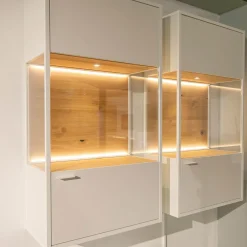 Wohnwand Plan X6 Lack Kristallweiß Matt Weiß Wildeiche Hell Soft Gebürstet Geölt Inklusive Beleuchtungspaket