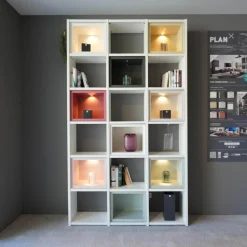 Wohnwand Plan X Lack Weiß Matt Absetzung Jadegrün Matt Inklusive Beleuchtung Mit Regal Ohne Fernseher