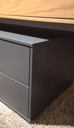 Wohnwand pl.Cera Lack Anthrazit Nussbaum Natur Furniert