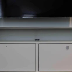 Wohnwand Regal Studimo Front Klarglas Schwarz Korpus Weiß in M01