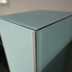 Wohnwand Scala Glas Satiniert Schwarz Salbei Grün Und Jade Grün Stoff Schwarz Mit Soundelement