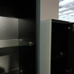 Wohnwand Scala Glas Satiniert Schwarz Salbei Grün Und Jade Grün Stoff Schwarz Mit Soundelement