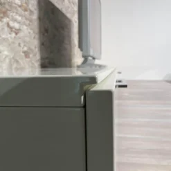 Wohnwand Scalic Lack Weiß Natureiche Lowboard Hängeelement Glas-Hängeelement