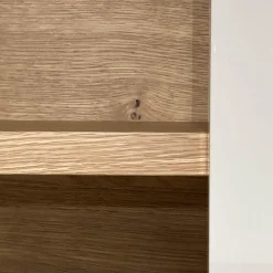 Wohnwand Scalic Lack Weiß Natureiche Lowboard Hängeelement Glas-Hängeelement