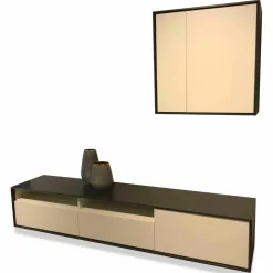 Wohnwand Scopia Holz Lackiert Weiß Grau