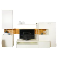 Wohnwand Sentino Lack Weiß Matt Inklusive Beleuchtung