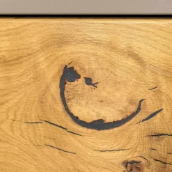 Wohnwand Sineo Europäische Wildeiche Bohleneiche Gebürstet Mit Beleuchtung Und Mattglas-Akzent