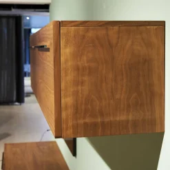 Wohnwand Sipario Nussbaum Geölt mit Kabeldurchlass