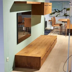 Wohnwand Sipario Nussbaum Geölt mit Kabeldurchlass