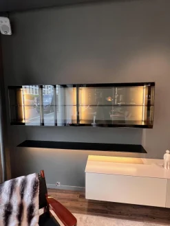 Wohnwand Soma Türen Rauchglas Korpus MDF Lack Elfenbein Weiß Matt Inklusive Beleuchtung