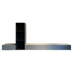 Wohnwand Tavi Lack M 23 Muschel Grau Mit Eiche D83 Achat Schwarz