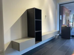 Wohnwand Tavi Lack M 23 Muschel Grau Mit Eiche D83 Achat Schwarz