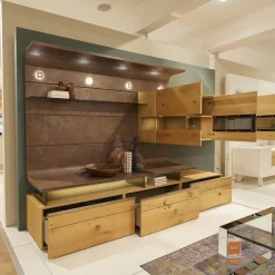 Wohnwand Tormine Balkeneiche Natur Absatz Rostoptik Mit LED Beleuchtung