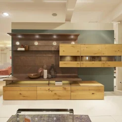 Wohnwand Tormine Balkeneiche Natur Absatz Rostoptik Mit LED Beleuchtung