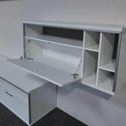 Wohnwand Trento Weiß Hochglanz mit LED Power Spot