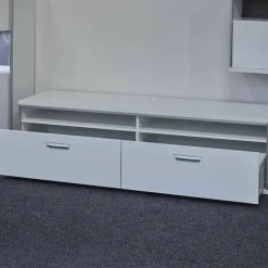 Wohnwand Trento Weiß Hochglanz mit LED Power Spot