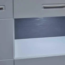 Wohnwand Trento Weiß Hochglanz mit LED Power Spot