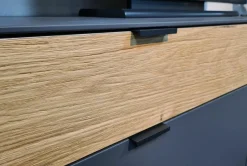 Wohnwand Tucson Front Und Korpus Lack Graphitgrau Grau Akzent Spalteiche Mit Beleuchtung