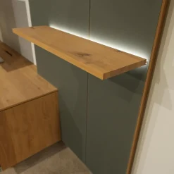 Wohnwand V Montanara Holz Wildeiche Geölt Frontglas Montegrau Mit Beleuchtung