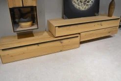 Wohnwand Valero Asteiche Massiv Bianco Geölt Front Klarglas